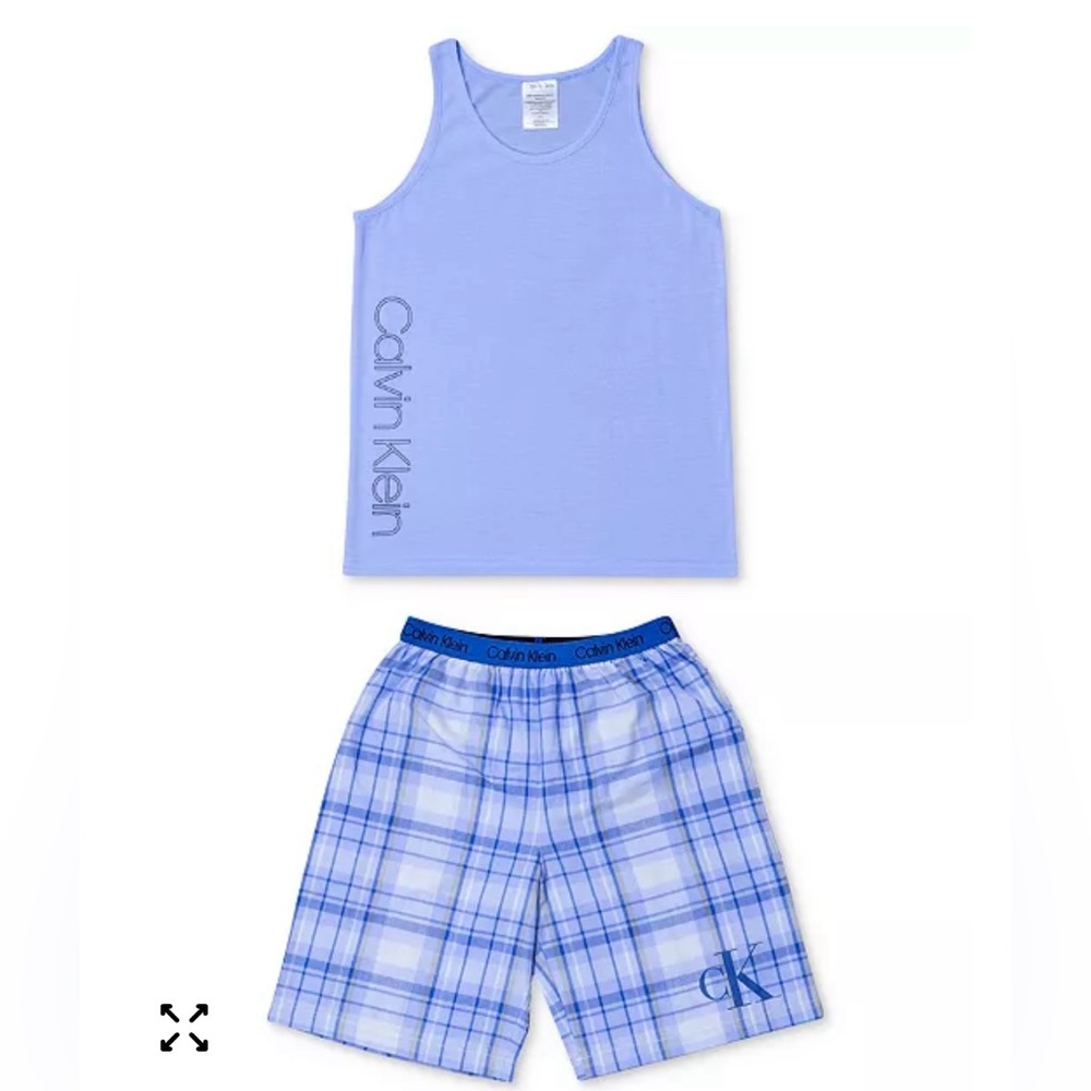 Calvin Klein Blue Plaid Pajama Set